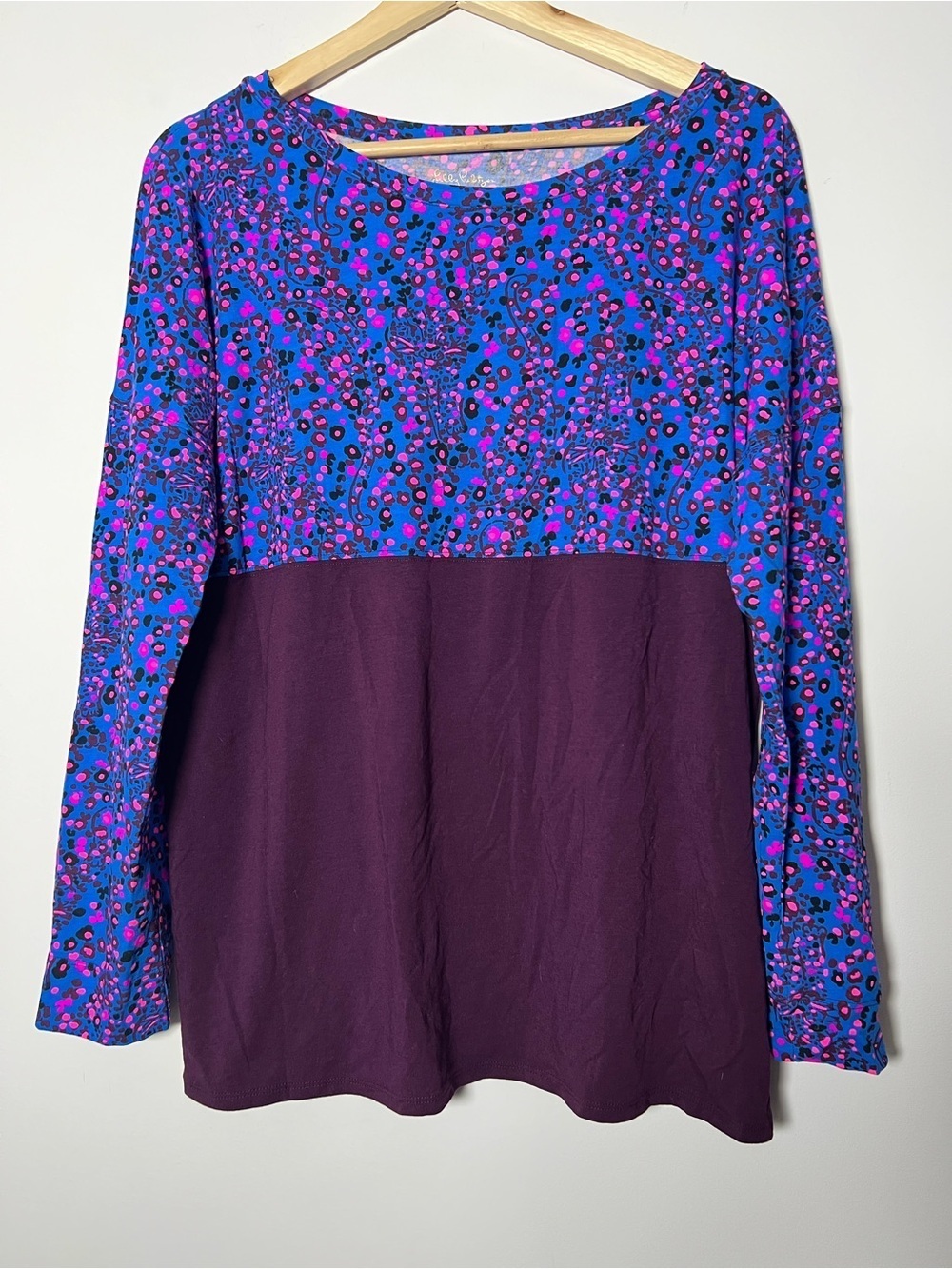 Lilly Pulitzer Finn Blue Flare Long Sleeve Pullover Top